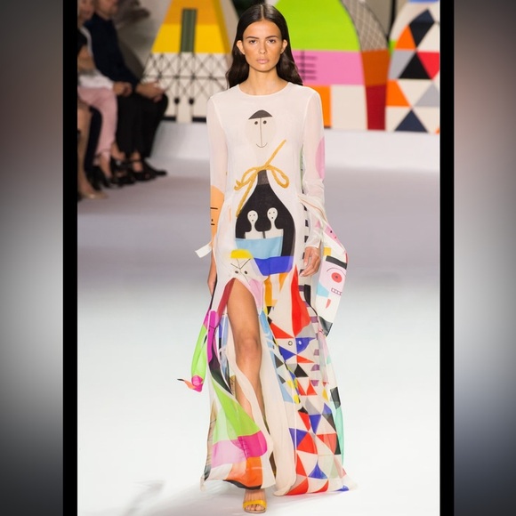 Akris Dresses & Skirts - AKRIS Alex Girard Multicolor Abstract Long Sleeve Silk layered maxi dress size 4